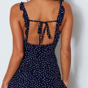 Polka-dot Strappy Dress Women Summer Fashion Beach Sundress Kamran Fashion