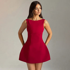 Sexy Slim-fitting Backless Dress Summer Sleeveless Short Dresses Kamran Fashion