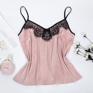 Sleeveless satin casual two-piece set