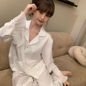 Fashion Ice Silk Pajamas Ruffled Women