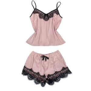 Sleeveless satin casual two-piece set