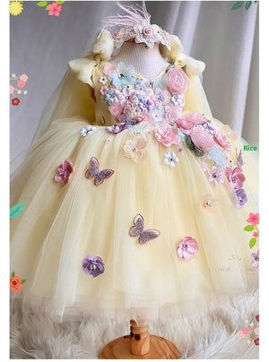 Girls' Embroidered Princess Dress Bride Fellow Kids