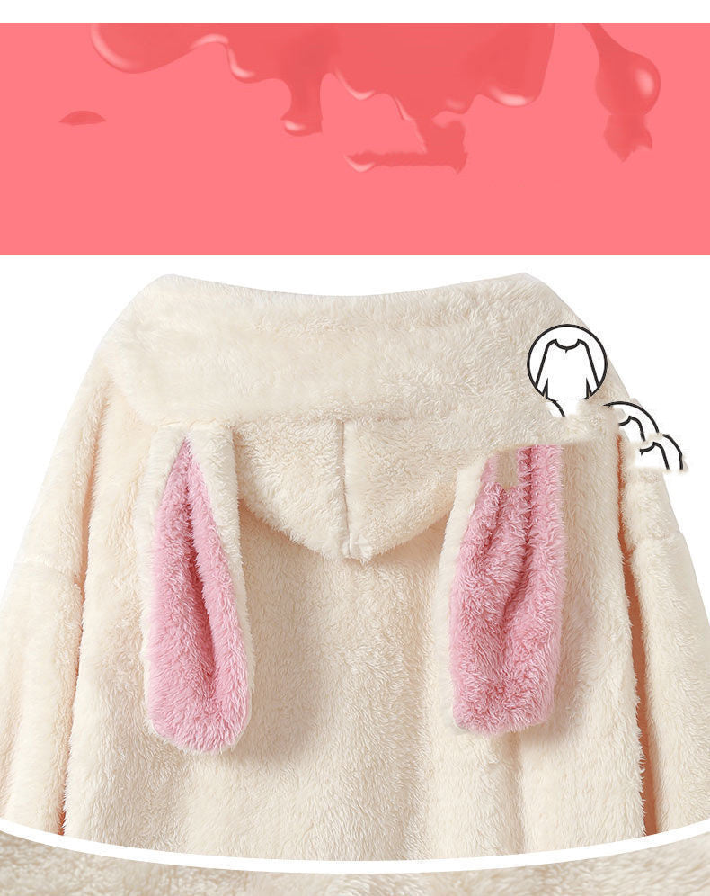 Coral Fleece Student Casual Sweet Long Sleeve Homewear Set