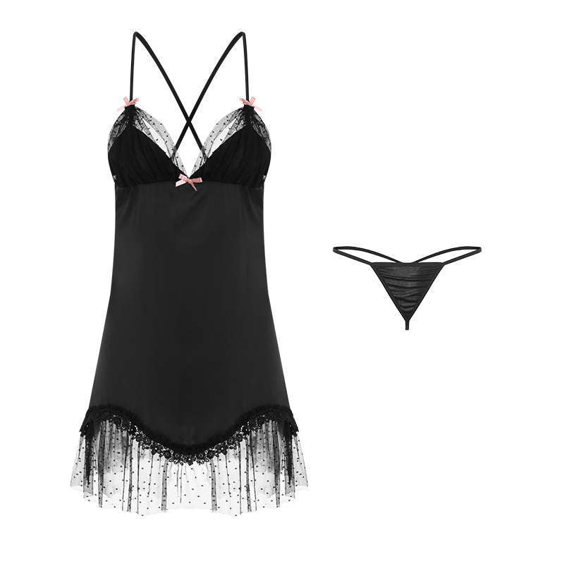 Women's Pajamas Panel Ruffle Tie Robe Bathrobe Homewear Set