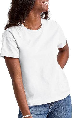 Loose Solid Color Short Sleeve Women's Summer Casual Crew Neck Top