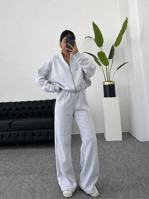 Women's European And American Leisure Cardigan Pants Two-piece Set