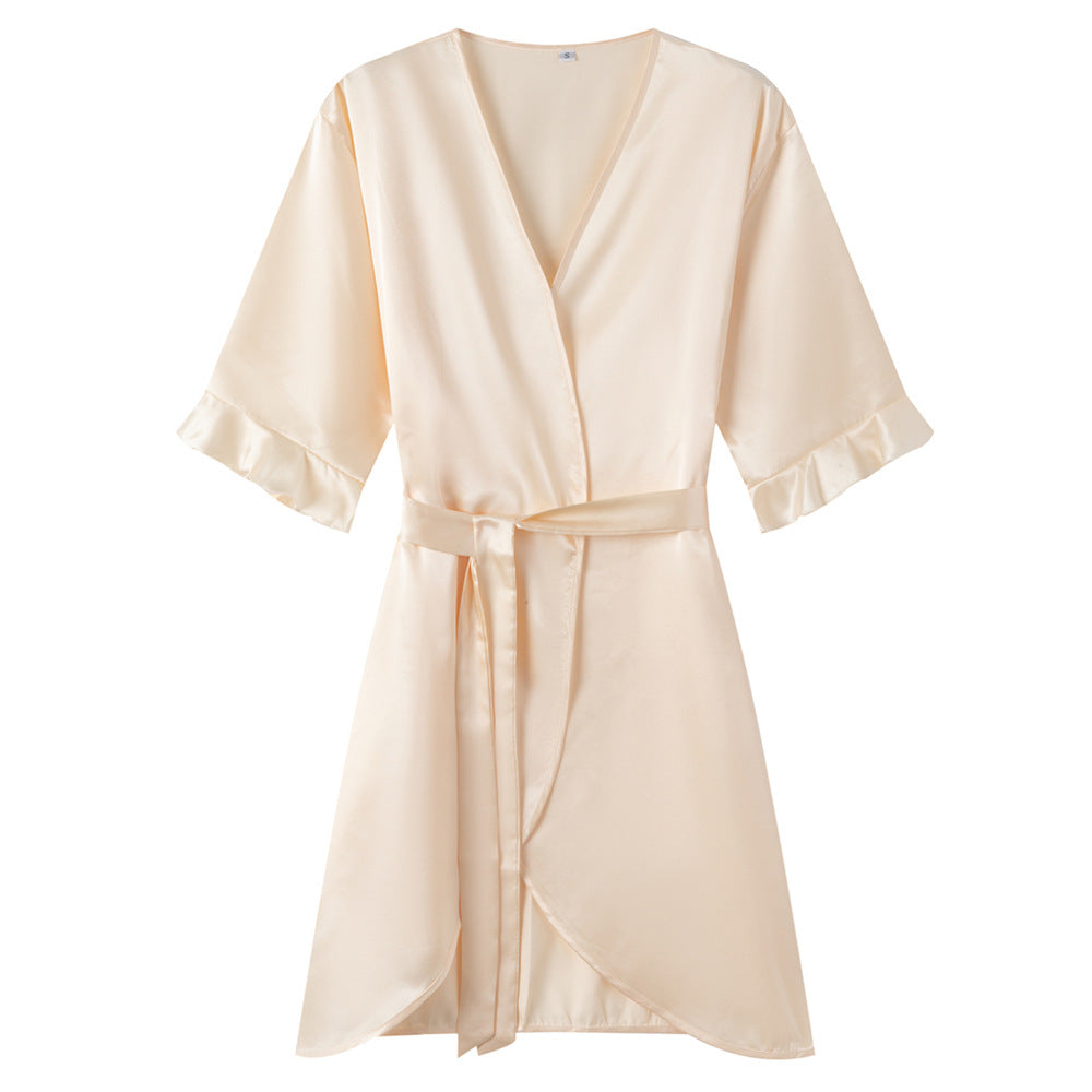 Ruffle Sleeve Cool Short Nightgown Bathrobe Home Wear