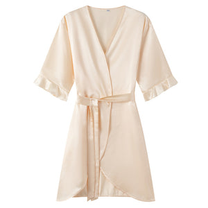 Ruffle Sleeve Cool Short Nightgown Bathrobe Home Wear