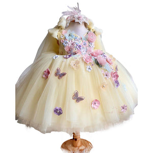 Girls' Embroidered Princess Dress Bride Fellow Kids